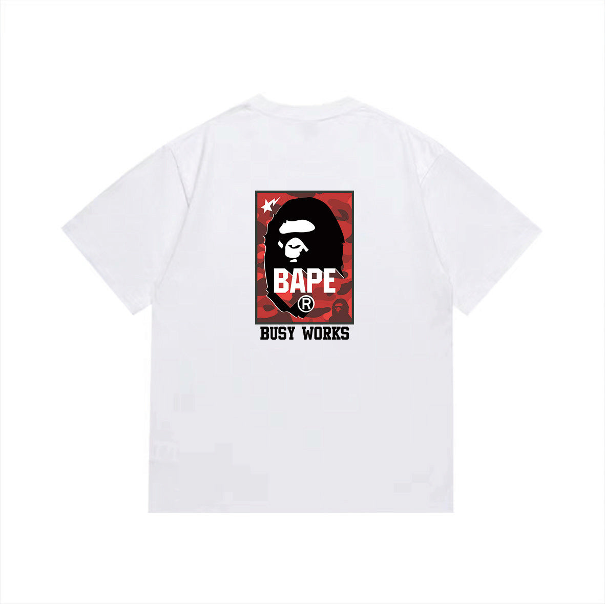 BAPE Busy Works Red Camo Back Graphic T-Shirt