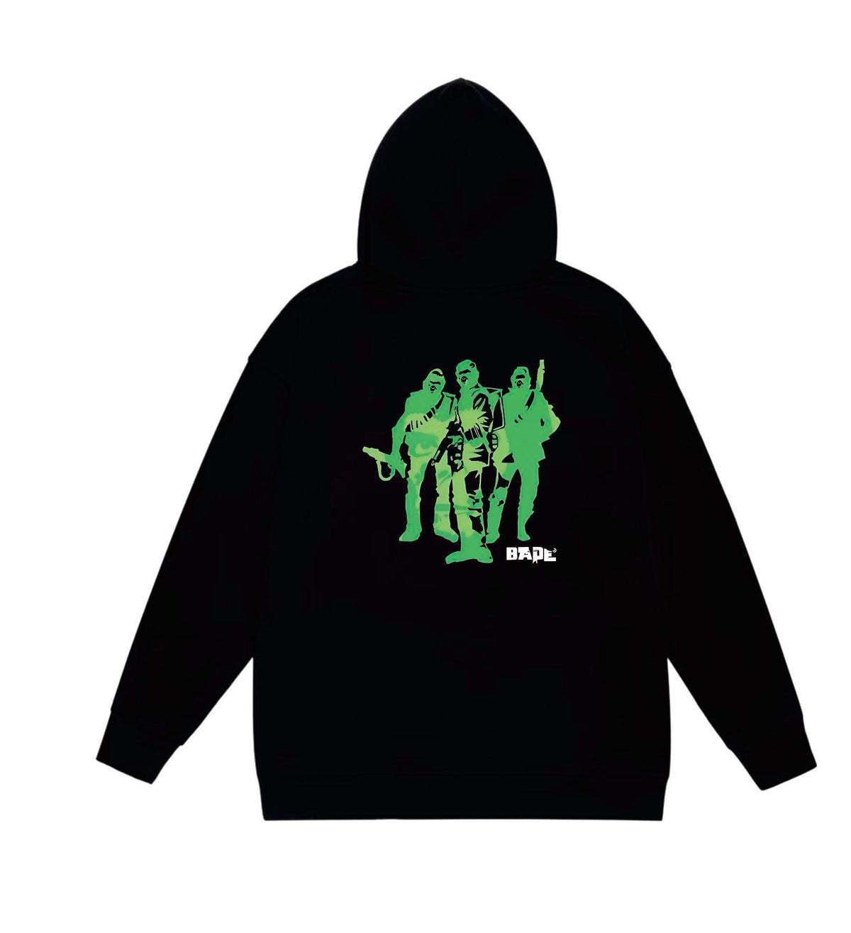 BAPE Distressed-Effect Logo & Ape Soldier Graphic Hoodie