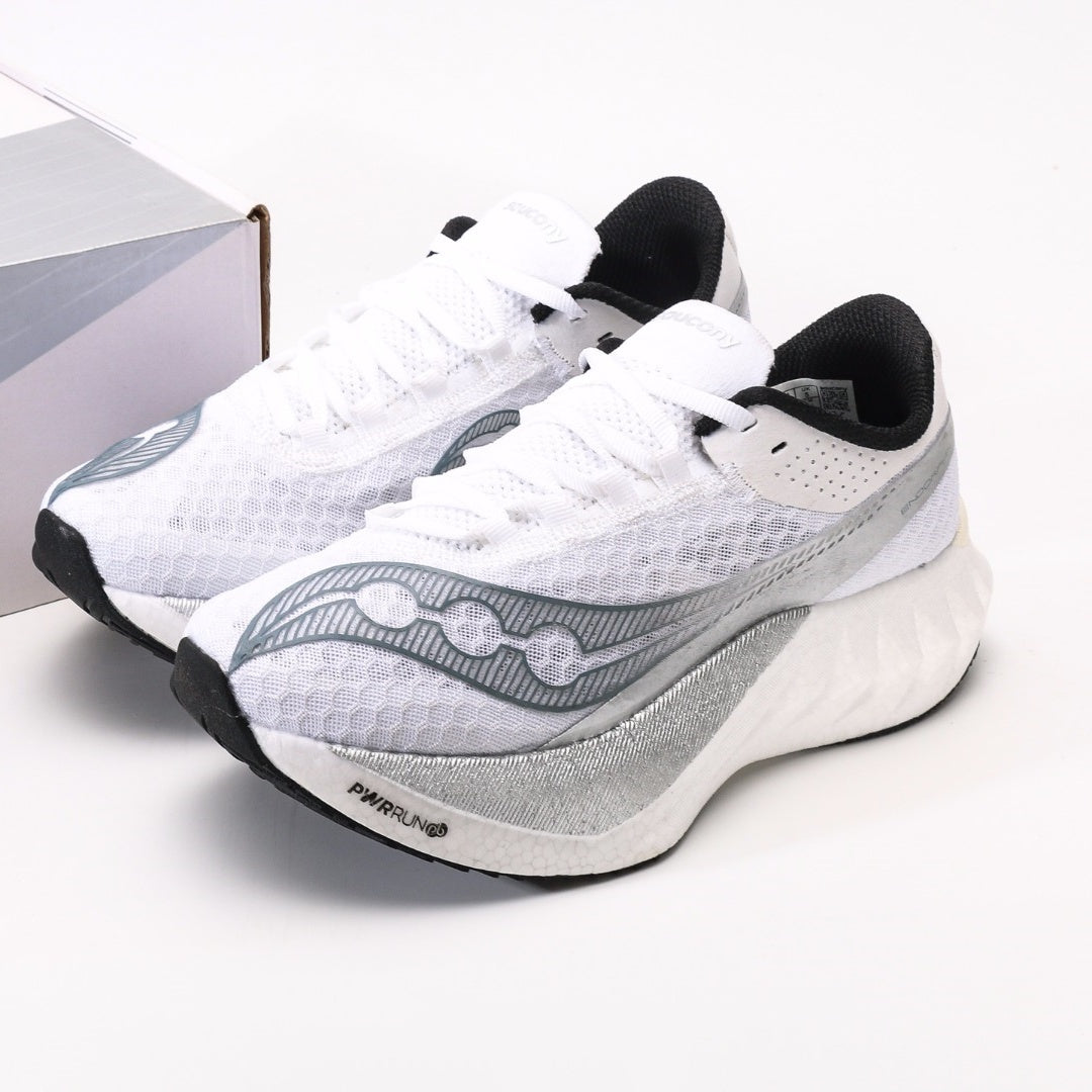 Saucony Endorphin Pro 4 White & Silver Running Shoes