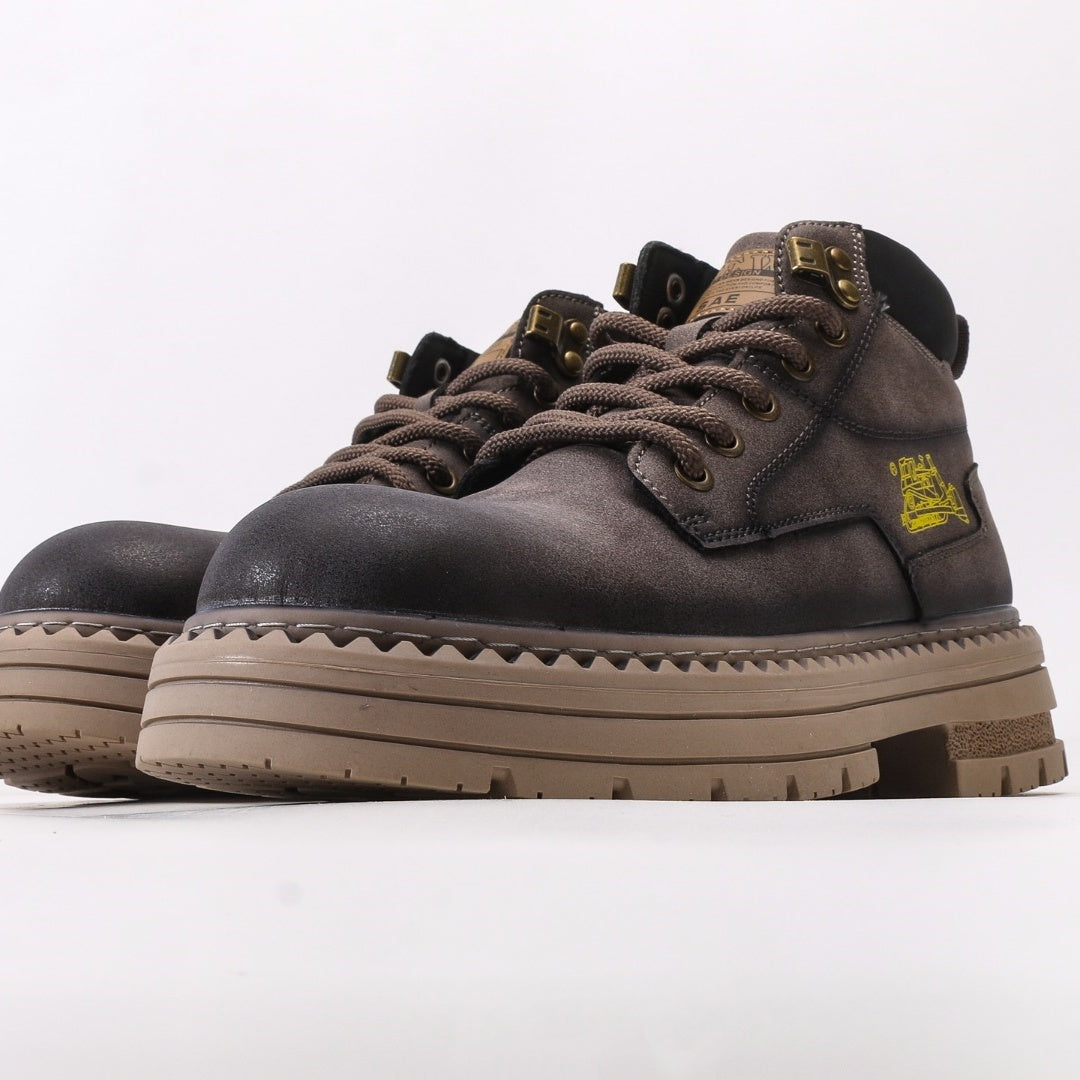 CAT Caterpillar Men's Leather Mid-Top Platform Boots