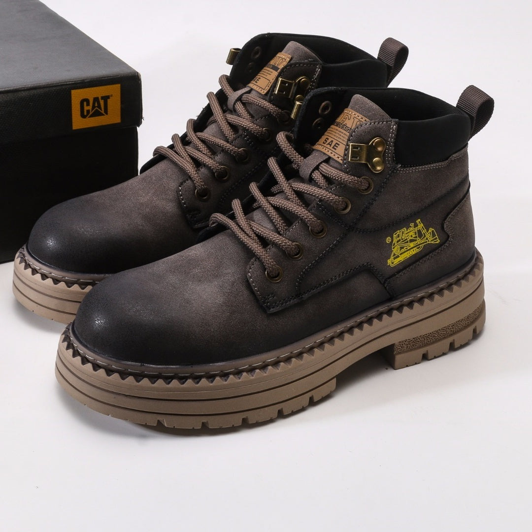 CAT Caterpillar Men's Leather Mid-Top Platform Boots