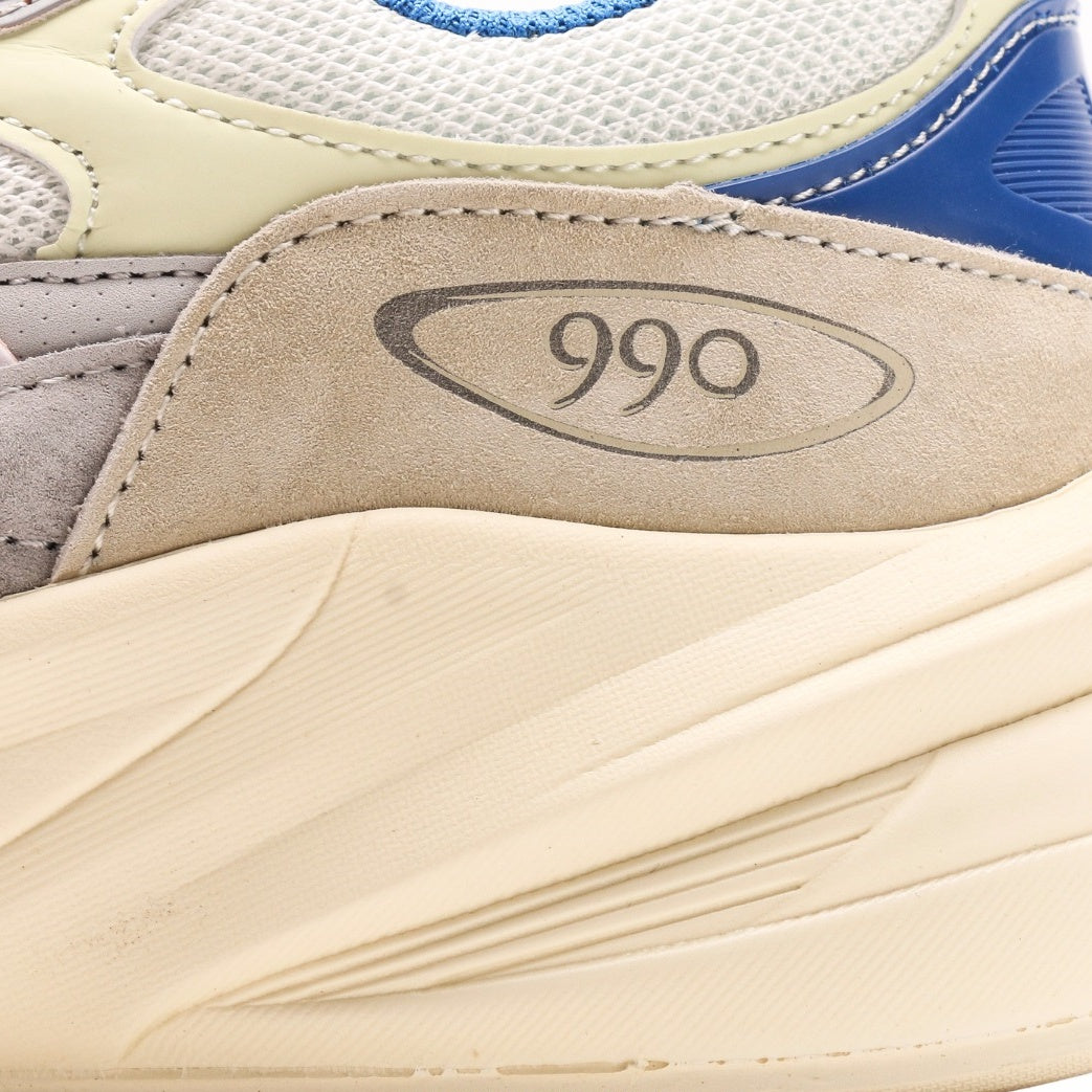 New Balance 990v6 Cream & Grey Sneakers with Orange Accents