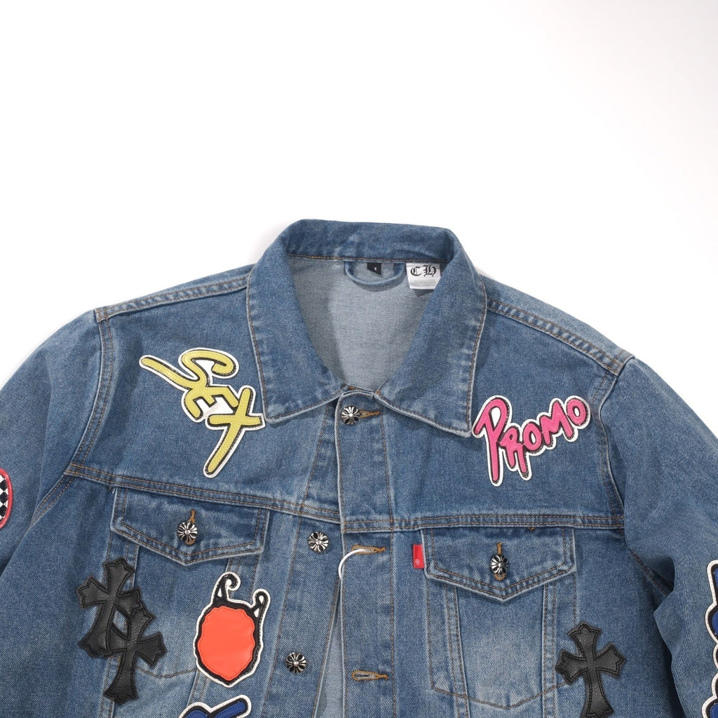 Patchwork Denim Jacket - Vintage Blue Gothic Street Jacket 0789